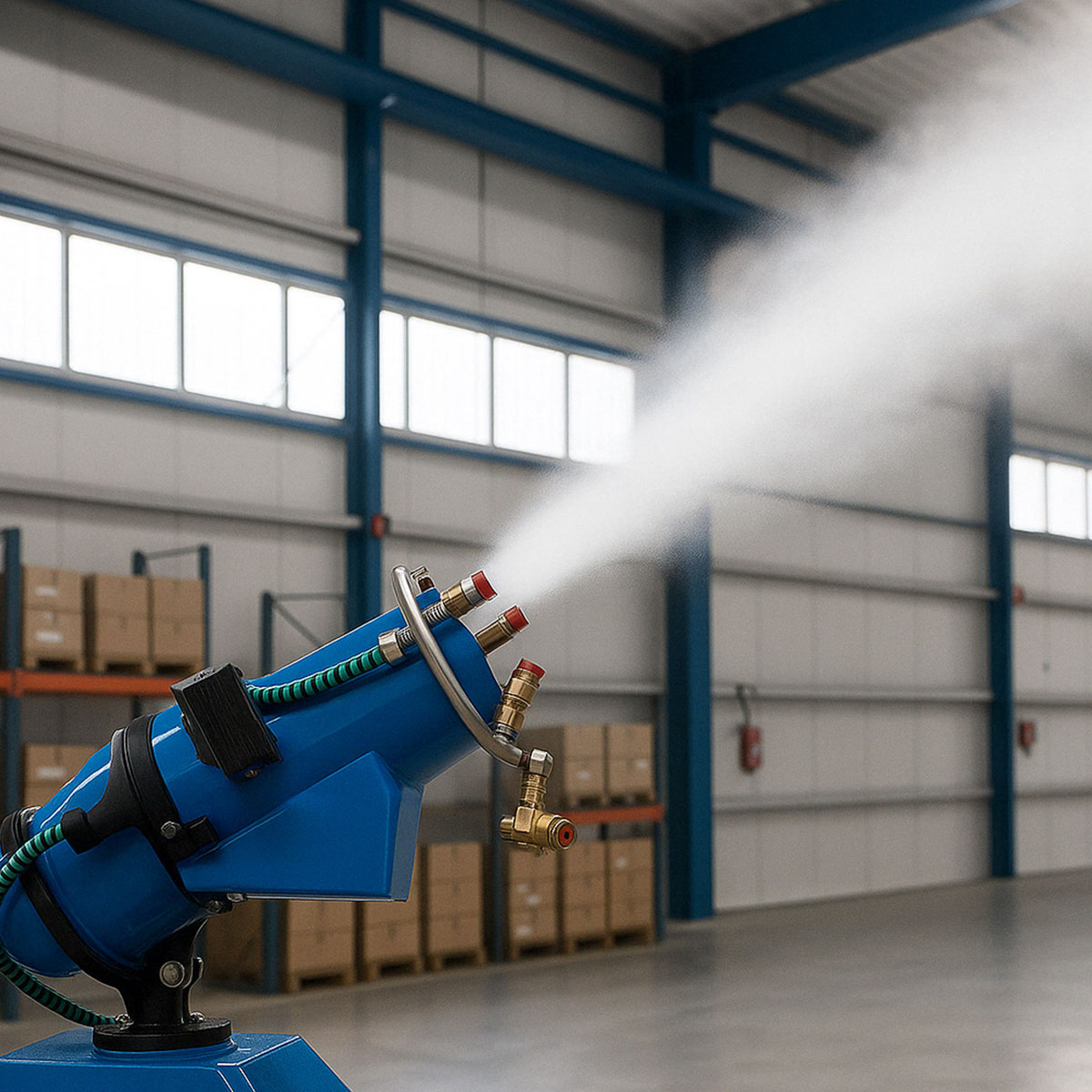 Sanificazione in contesto industriale con atomizzatore motorizzato